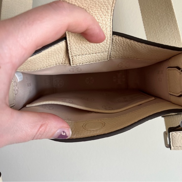 Tory Burch Women's Thea Mini Web Leather Shoulder Bag Purse in New Cream - Picture 10 of 14